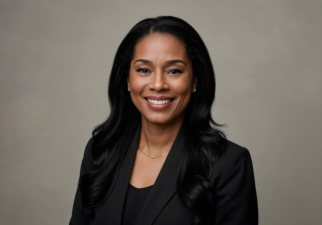 smiling woman black blazer portrait